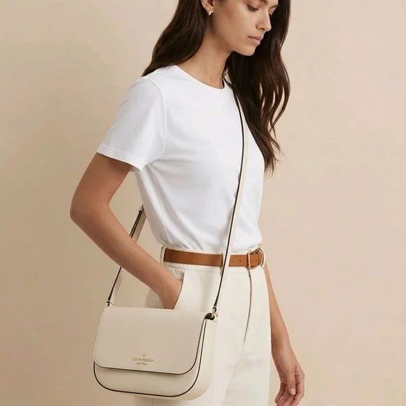 Kate Spade Staci Saffiano Leather Shoulder bag Pale Yellow - Picture 2 of 4